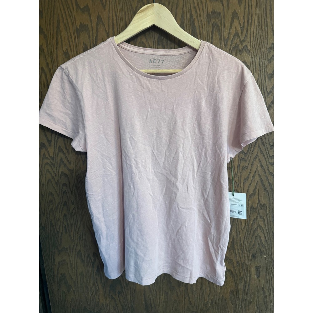 AE77 American Eagle New York Womens Pink Slub Short Sleeve T-Shirt Size M NEW